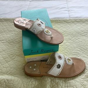 Jack Rogers Hampton Flat.  White with  rose bronze and gold detail